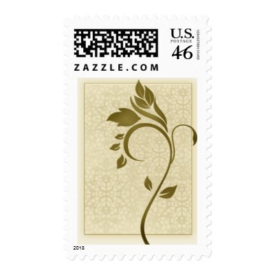 Damask background with gold leaf flower stamps