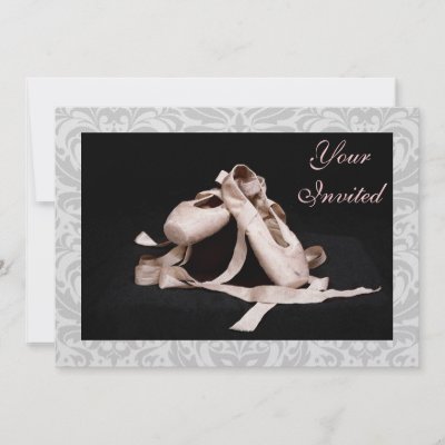  Dance Shoes on Damask Ballet Shoes Dance Recital Invitation By Theinspirededge
