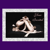 Damask Ballet Shoes Dance Recital Invitation invitations