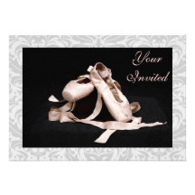 Damask Ballet Shoes Dance Recital Invitation