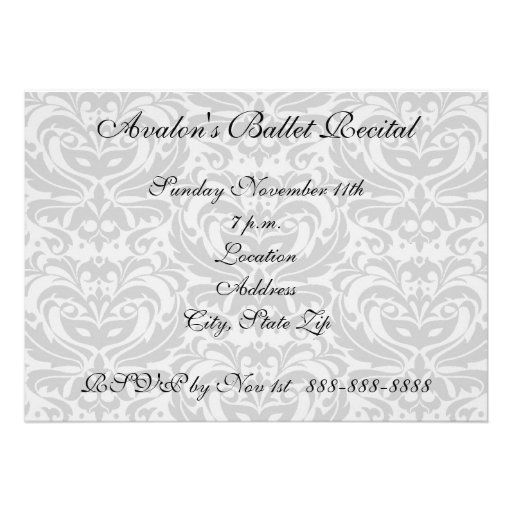 Damask Ballet Shoes Dance Recital Invitation