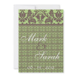 Damask Banner Sage &amp; Black Invitation