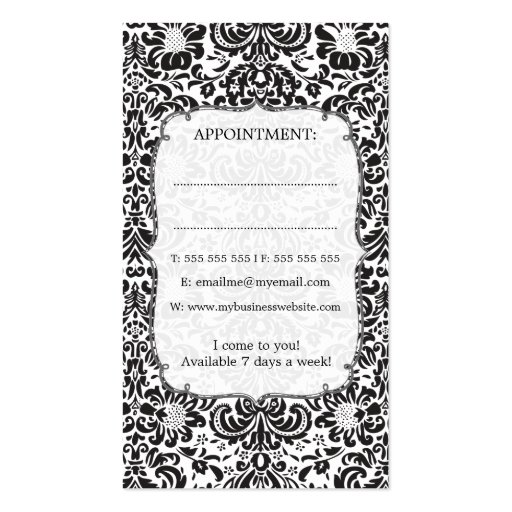 Damask Baroque Hair Stylist Appointment Cards Business Card Templates (back side)