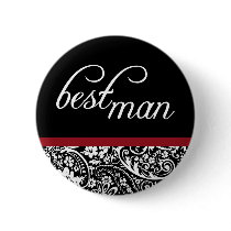 Damask Beauty Best Man Button by twoheartsshoppe Damask Beauty Best Man Button