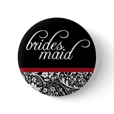 Damask Beauty Bridesmaid Button by twoheartsshoppe