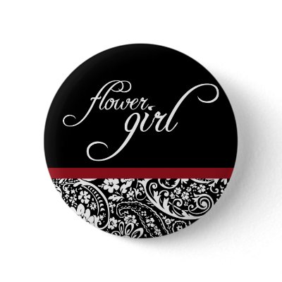 Damask Beauty Flower Girl Button by twoheartsshoppe