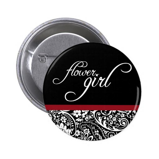 Damask Beauty Flower Girl Button