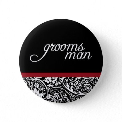 Damask Beauty Groomsman Button