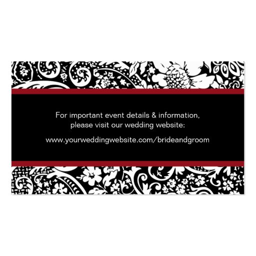 Damask Beauty Wedding Website Business Card (back side)