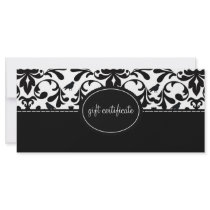 Damask Birds Boutique Style Gift Certificates Rack Card