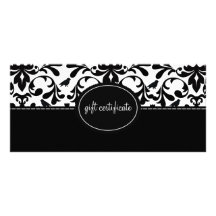Damask Birds Boutique Style Gift Certificates Rack Card