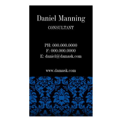 Damask Biz Card (Blue) Business Card Template (back side)