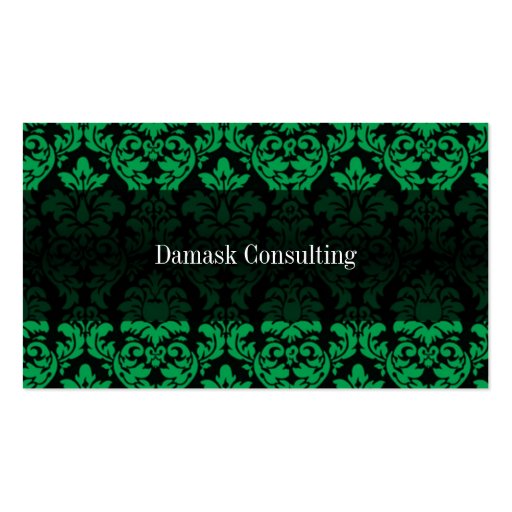 Damask Biz Card (Green) Business Cards (front side)