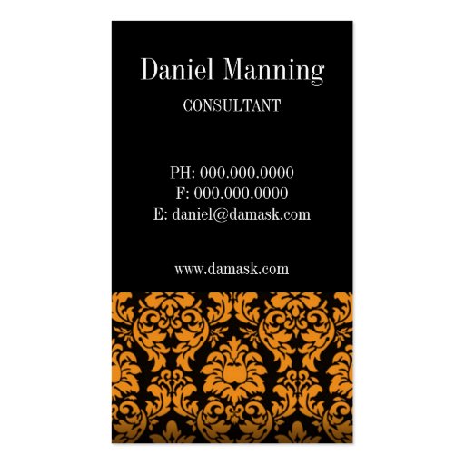 Damask Biz Card (Orange) Business Cards (back side)