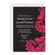 Damask Black and Deep Fuchia Wedding invitation invitation
