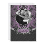 Damask Black and Purple Wedding Thank You Cards Personalized Invites