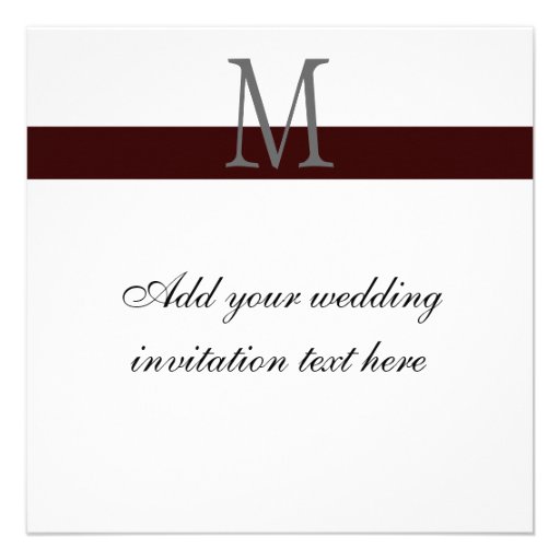 Damask Black and White Monogram Wedding Invitation