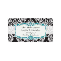 Damask black and white Wedding Avery Personalized Address Label