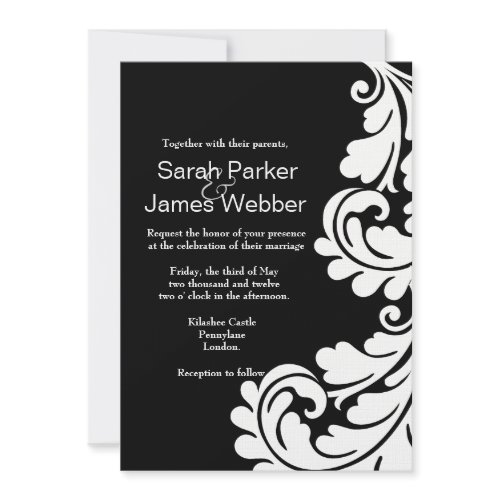Damask Black and White Wedding invitation invitation