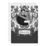 Damask Black and White Wedding Thank You Cards Personalized Announcements