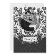 Damask Black and White Wedding Thank You Cards invitation