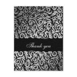 damask black chic  Thank You cards Postcards