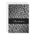 damask black chic  wedding Invitations