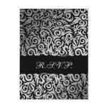 damask black chic  wedding RSVP Postcards