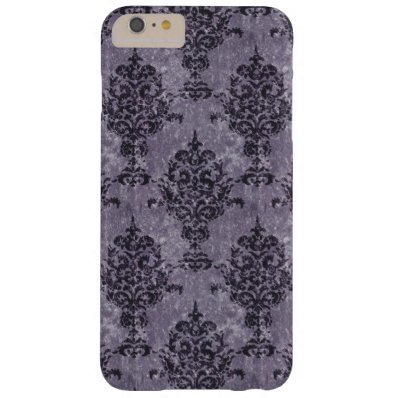 Damask Black on Dusty Purple Stone Barely There iPhone 6 Plus Case