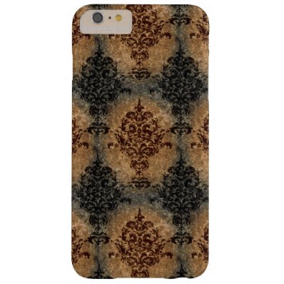 Damask Black on Gray and Tan Barely There iPhone 6 Plus Case
