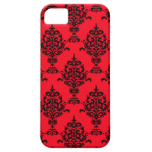 Damask Black on Red iPhone 5 Case