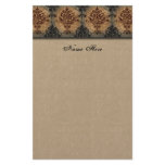 Damask Black on Tan Faux Parchment Custom Stationery