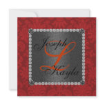 Damask Black,RED & DIAMONDS Wedding INVITATION