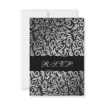 damask black RSVP Standard 3.5 x 5 Custom Invitations