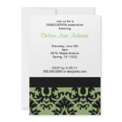 Damask Black & Sage Graduation Invitation