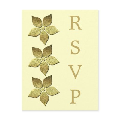 Damask Blooms RSVP Postcard, Gold