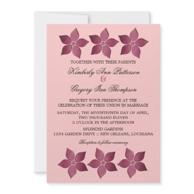 Damask Blooms Wedding Invitation, Fuchsia