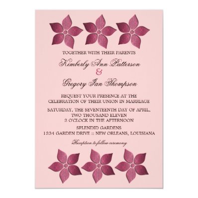 Damask Blooms Wedding Invitation, Fuchsia 5x7 Paper Invitation Card