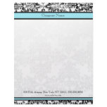 Damask Blue and Black Elegant Letterhead