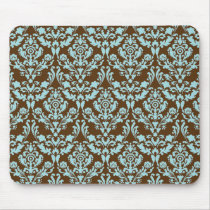 Damask Blue and Brown mousepads