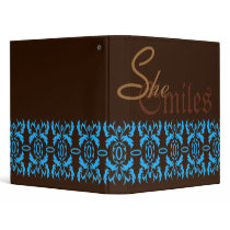 Damask Blue and Chocolate Avery Binder by indolilly Damask Blue and Chocolate Avery Binder