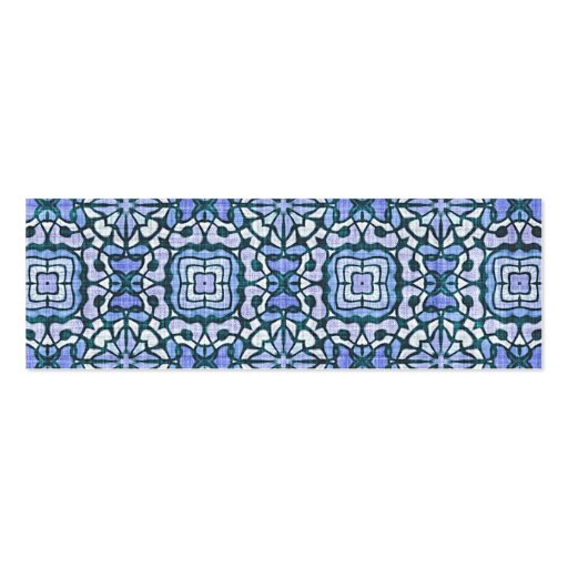 Damask Blue and White Intricate Decorative Pattern Business Card Template (back side)