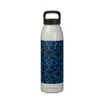 Damask Blue Black Reusable Water Bottles