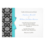 Damask Blue Bow Wedding Invitation