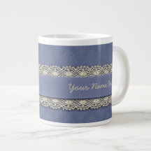 Damask Blue Tone on Tone Extra Large Mugs