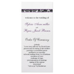 damask border purple Wedding program Rack Card
