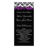 damask border purple Wedding program Custom Rack Card