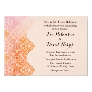 Damask Border Wedding Invitation 5" X 7" Invitation Card