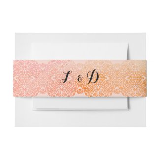 Damask Border Wedding Invitation Invitation Belly Band