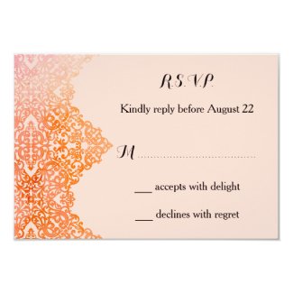 Damask Border Wedding RSVP Card 3.5" X 5" Invitation Card